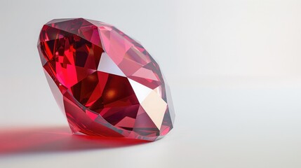 Red crystal gemstone isolated on white background