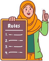 A Muslim Woman holding a Rule Board