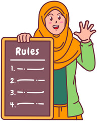 A Muslim Woman holding a Rule Board
