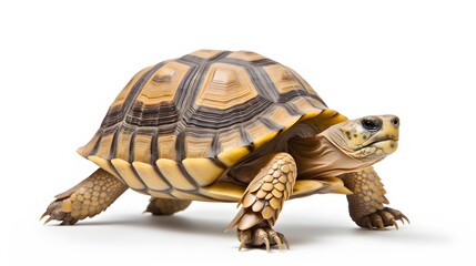 Fototapeta premium Realistic tortoise isolated on white background. Generative AI.