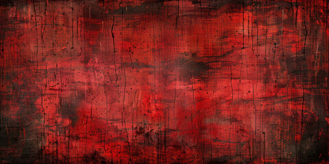 Obraz premium Intense Red and Black Abstract Texture. An abstract painting featuring intense red and black textures with dynamic brush strokes and layered effects.