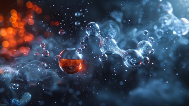 A detailed graphic representation of hydrogen bonding between water molecules, highlighting the polar nature and the role of electronegativity in intermolecular interactions.