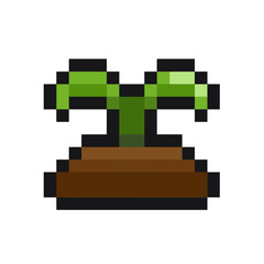Fototapeta premium pixelated green greenery sprout leaf pixel art game items nature