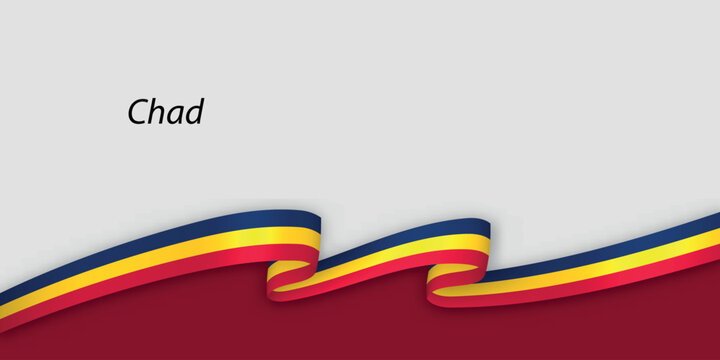 3d ribbon with national flag Chad isolated on white background