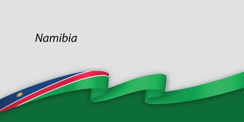 3d ribbon with national flag Namibia isolated on white background
