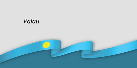 3d ribbon with national flag Palau isolated on white background