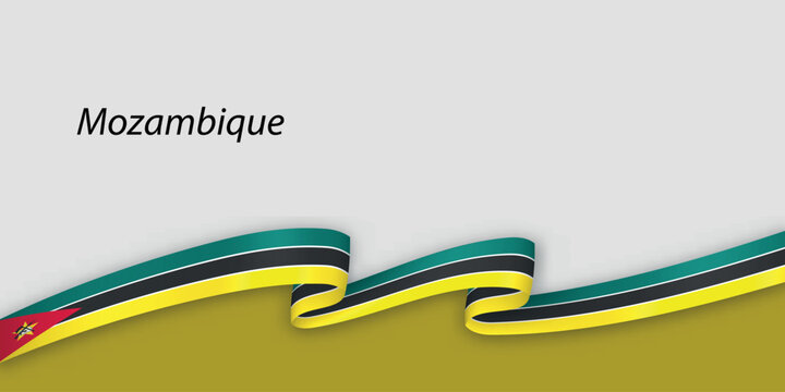 3d ribbon with national flag Mozambique isolated on white background