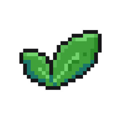Fototapeta premium pixelated green greenery sprout leaf pixel art game items nature