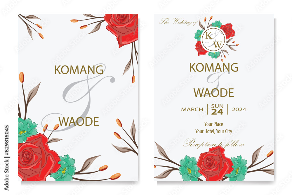Canvas Prints Decorative floral foliage ornamentation for wedding invitations infuses your stationery with natural elegance, evoking the romance and beauty of blooming gardens - Canvas Prints