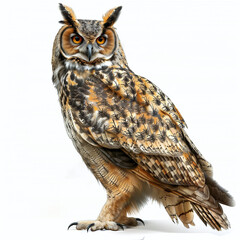 Owl, realistic style, white background