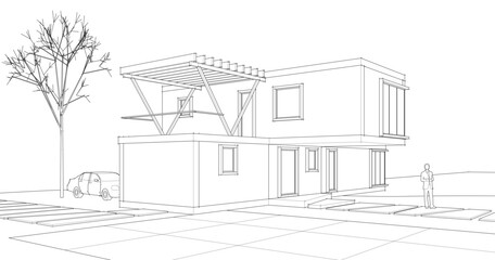 house with console 3d illustration