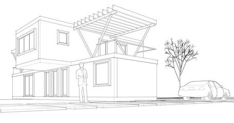 house with console 3d illustration