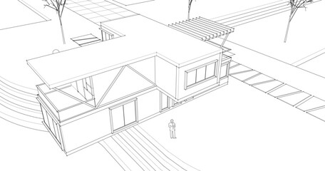 house with console 3d illustration