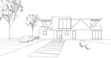 house with console 3d illustration