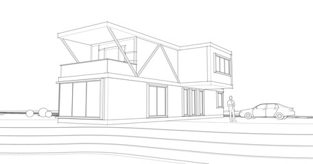 Fototapeta premium house with console 3d illustration