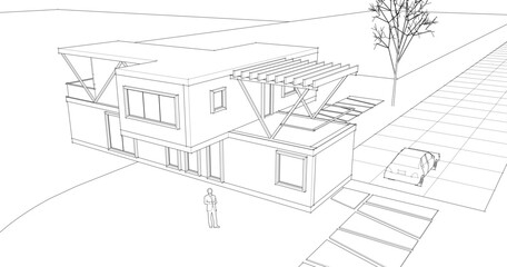 house with console 3d illustration