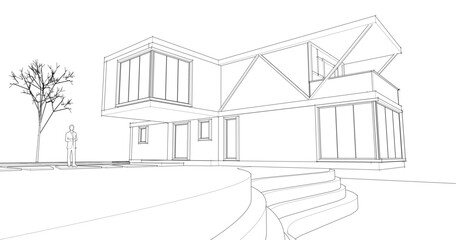 house with console 3d illustration