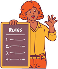 A Black Woman Holding a Rule Board