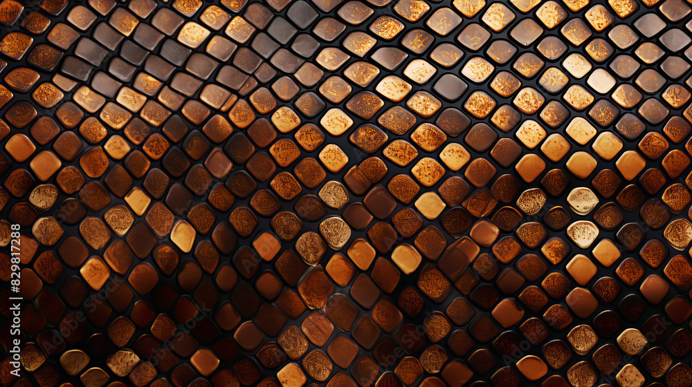 Poster gold metal texture squares colorful background random irregular pattern design dark brown and golden shining