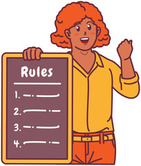 A Black Woman Holding a Rule Board