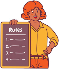 A Black Woman Holding a Rule Board