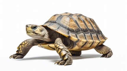 Obraz premium Realistic tortoise isolated on white background. Generative AI.