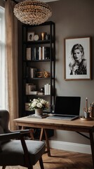 Modern home workspace adorned with chic furniture and stylish decor.
