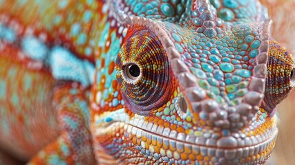 Fototapeta premium Chameleon Portrait Chamaeleo chamaeleon with Incredible Details