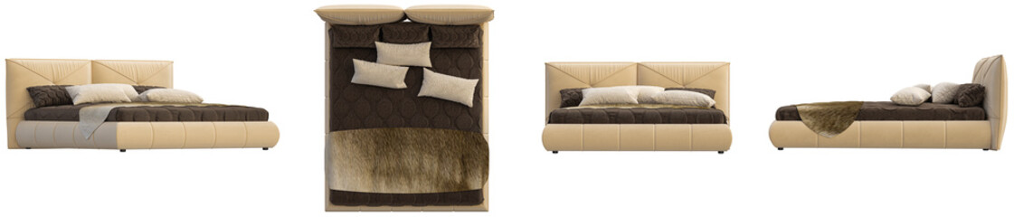 Classic Elegant Bed isolated on transparent background