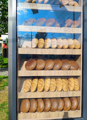 Showcase with bread
