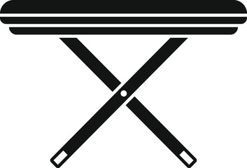 Vector illustration icon of a simple ironing board, isolated on a white background, in black