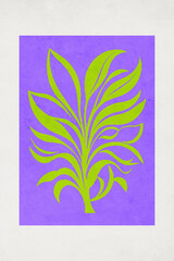 Fashionable illustration in vintage style. Pattern to print for wall decorations. Abstract botanical shapes. Generated by Ai	