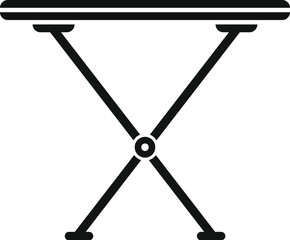 Simple vector illustration of a folding ironing board icon in a monochrome design