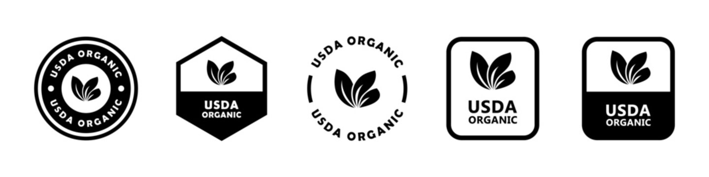 USDA organic - vector signs for product packaging labels.