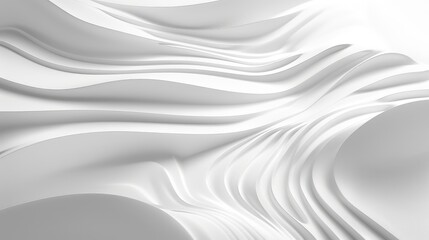 Minimalist wave-like forms in white create a seamless, clean aesthetic against a pure background.