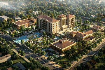 Fototapeta premium A luxury hotel complex with a birds eye view