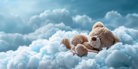 Teddy Bear Finds Serenity on a Fluffy Sky