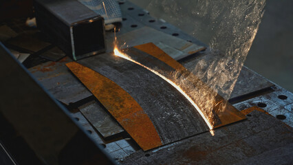 Laser beam that removes rust on metal. Media. Laser beam line removes rusty trace on metal....