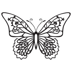 Fototapeta premium Black silhouette of butterfly. Vector illustration