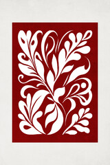 Fashionable illustration in vintage style. Pattern to print for wall decorations. Abstract botanical shapes. Generated by Ai	