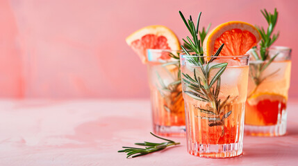Glasses of fresh grapefruit cocktail with rosemary and - Powered by Adobe