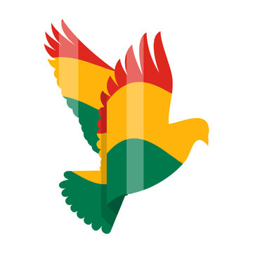 recommend clip art: Vector illustration of flying bird in red, yellow and green color on transparent background