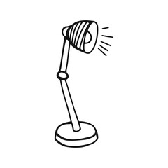 Simple Hand-Drawn Desk Lamp Sketch With Shaded Light Rays On White Background