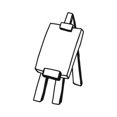 Simple Black And White Drawing Of An Easel With Blank Canvas