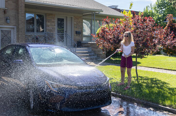 Washing and watering a car