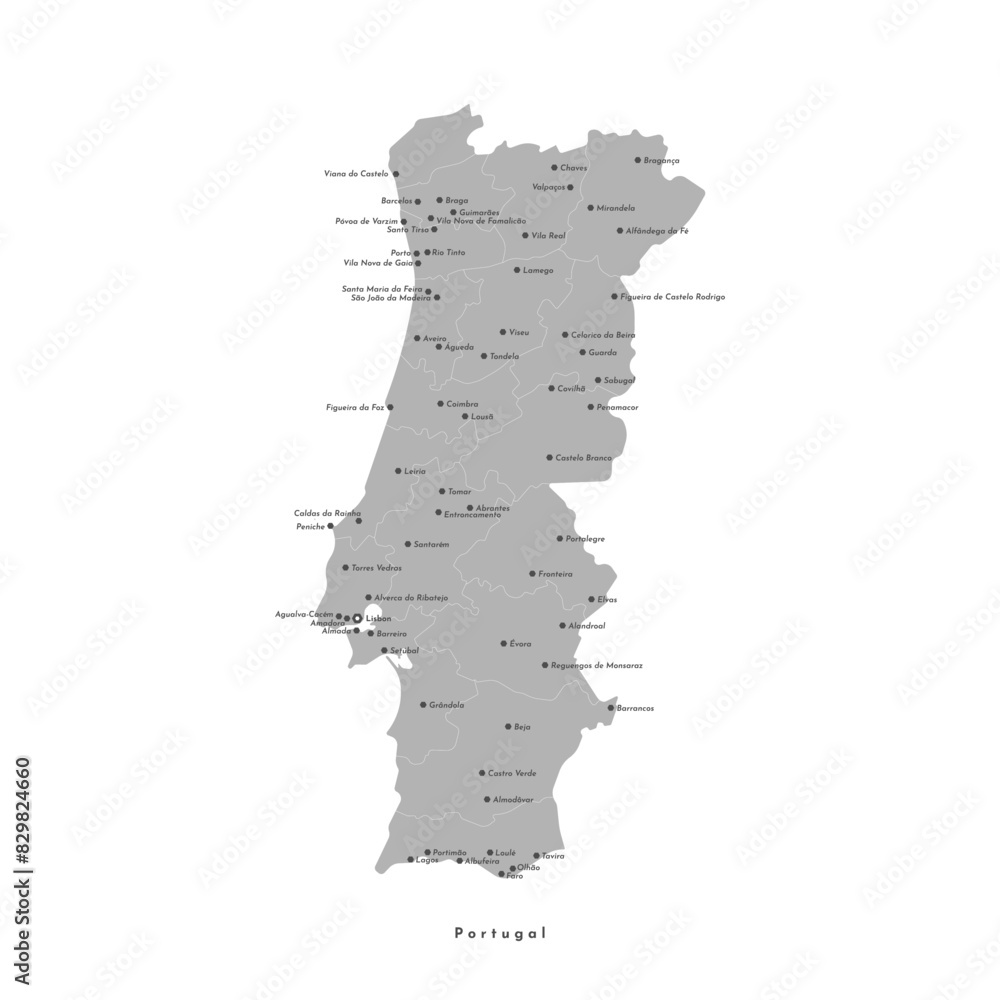 Wall mural vector modern isolated illustration. simplified administrative map of portugal. names of capital lis - Wall murals