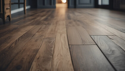 Wooden oak flooring at home. 