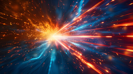 Abstract intertwined rays of light merging together in arrow shape giving direction and sense