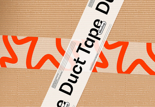 Duct Tape On Cardboard Mockup