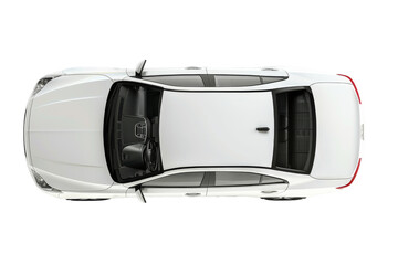 Top view of white car top view transparent background